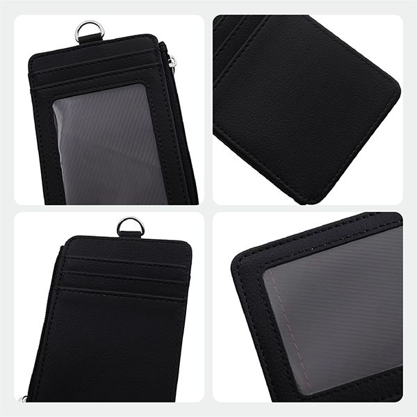 PU ID Holder with Open Zippered Wallet