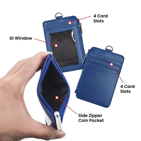 PU ID Holder with Open Zippered Wallet