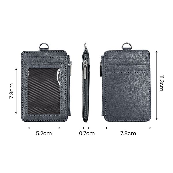 PU ID Holder with Open Zippered Wallet