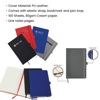 PU Texture A5 Notebook with Pen Loop