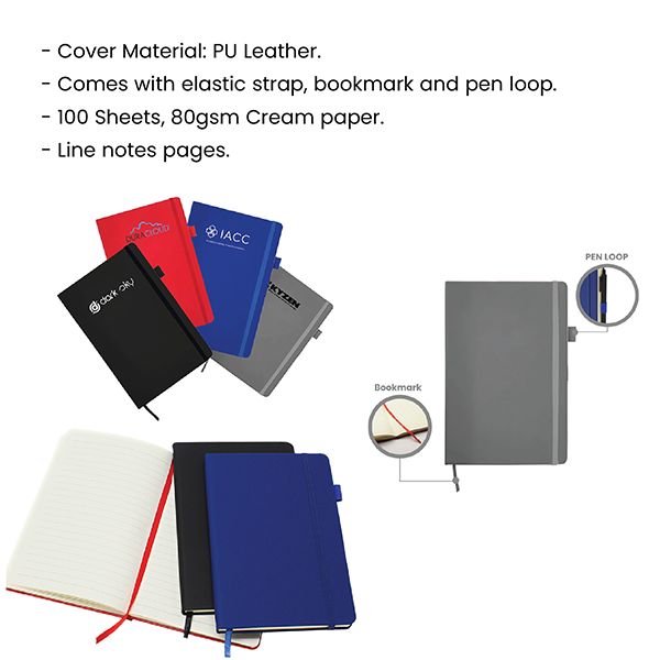 PU Texture A5 Notebook with Pen Loop