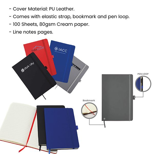 PU Texture A5 Notebook with Pen Loop