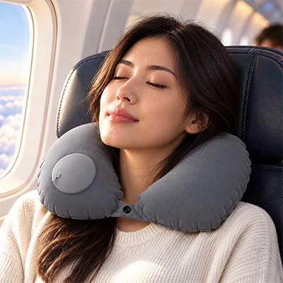 PUMP UP Polyester Inflatable Travel Pillow
