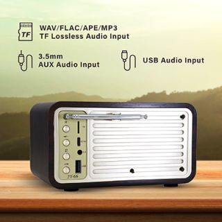 Retro Wooden Bluetooth Speaker with FM Radio - 1800mAh Battery