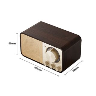 Retro Wooden Bluetooth Speaker with FM Radio - 1800mAh Battery
