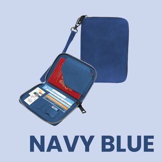 RFID Leather Travel Passport Cards Holder Zippered Strap