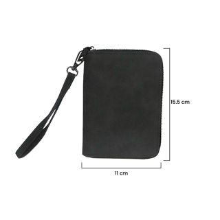 RFID Leather Travel Passport Cards Holder Zippered Strap