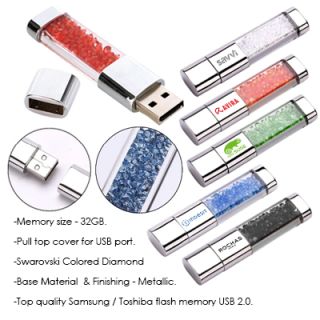 Rhinestone Crystal USB Flash Drive - 32GB