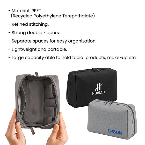 rPET Organizer Tech Toiletry Travel Pouch