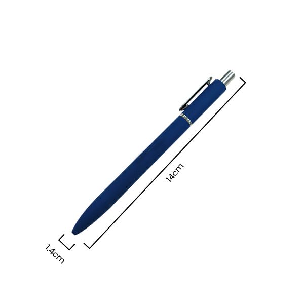 Dimension diagram of the navy blue STONE pen, 14cm long and 1.4cm across