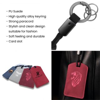 SUEDE PU ID Card Holder with Key Ring