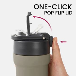 TIGO Stainless Steel Bottle with Straw Carry Handle - 680ml