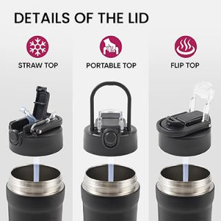 TIGO Stainless Steel Bottle with Straw Carry Handle - 680ml