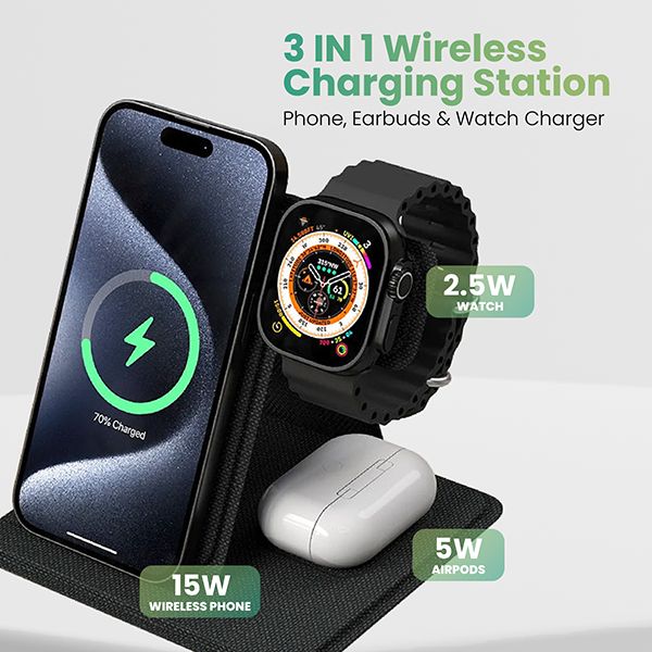 TrioCharge 3-in-1 Wireless Charging Station