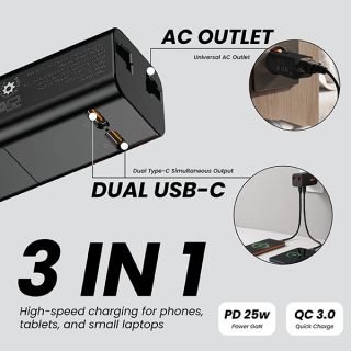 Universal Travel Adapter AC + 2 Type C Charger