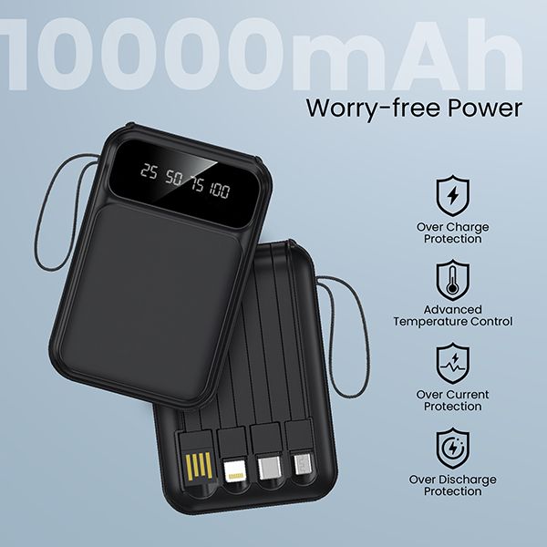 VOLT Power Bank with Built-in 4 Cables - 10000mAh