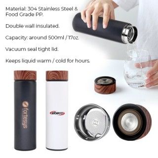 WOOD Premium Stainless Steel Thermos - 500ml