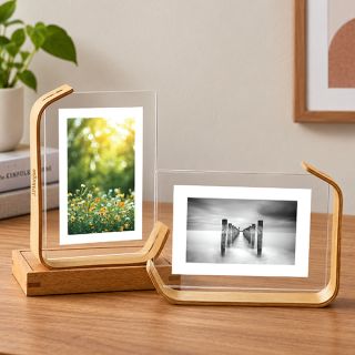 WOOD Transparent Acrylic L-Shape Photo Frame