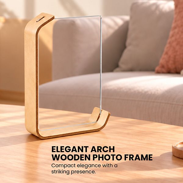 WOOD Transparent Acrylic L-Shape Photo Frame