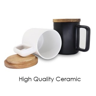 Wooden Cap Ceramic Mug - 450ml