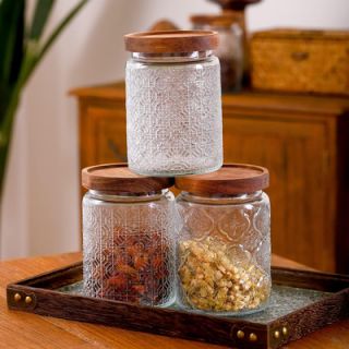 Wooden Lid Glass Canister - 700ml