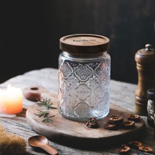 Wooden Lid Glass Canister - 700ml