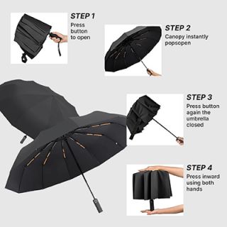 XIXILIA 23" Auto-Open Close 12 Panel Double Ribs Umbrella