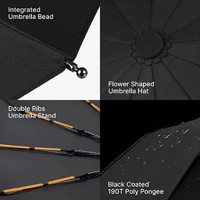 XIXILIA 23" Auto-Open Close 12 Panel Double Ribs Umbrella