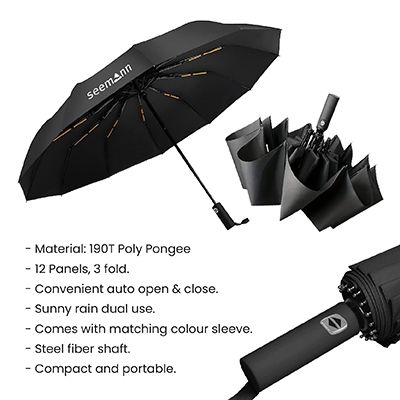 XIXILIA 23" Auto-Open Close 12 Panel Double Ribs Umbrella
