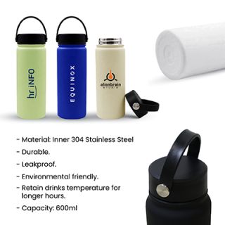 YOUNG Double Wall Stainless Steel Flask with Handle - 600ml