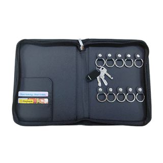 Zippered 10 Key Leather Organizer with Cards Holder