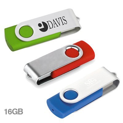 Metal Swivel Rubber Coated USB Flash Drive - 16GB