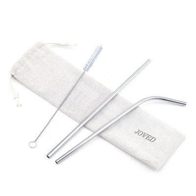 3-in-1 Stainless Steel Drinking Straw Canvas Set