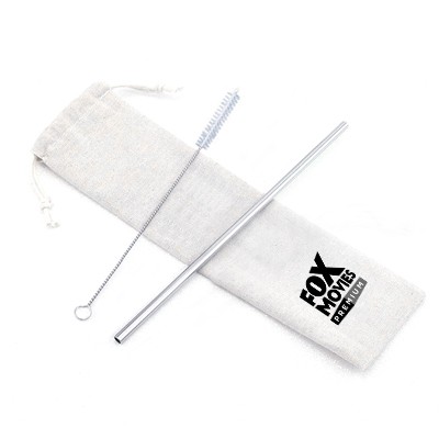 2-in-1 Stainless Steel Drinking Straw Canvas Set