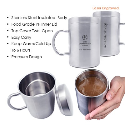 SUS304 Stainless Steel Mug with Cover - 400ml