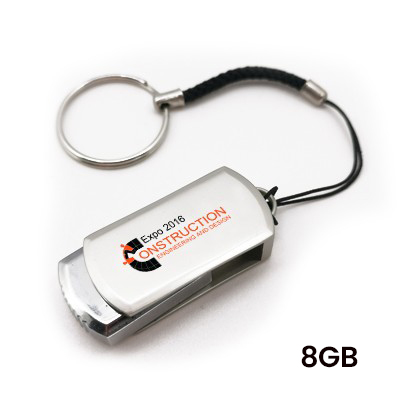Mini Metal Swivel USB flash drive with HP Strap - 8GB
