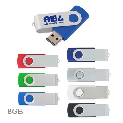 Metal Swivel Rubber Coated USB Flash Drive - 8GB