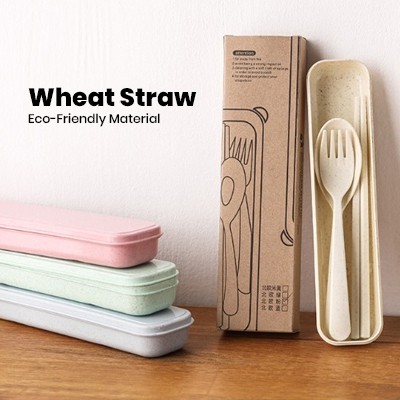 3-in-1 Colour Eco-Wheat Cutlery Set