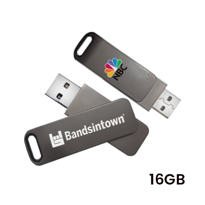 Metal Swing Black USB Flash Drive - 16GB