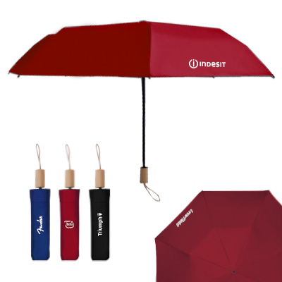 21'' 3 Fold Umbrella with Wooden Handle