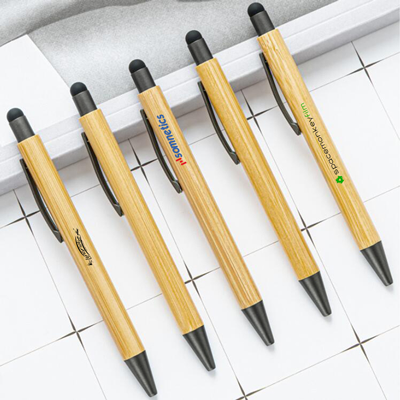 LANEY Bamboo Press Action Ball Pen with Stylus