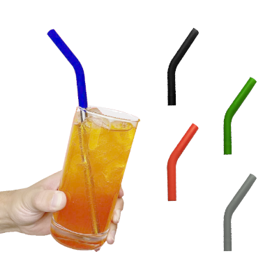 8mm Stainless-Steel Straw with Curved Silicon Tip